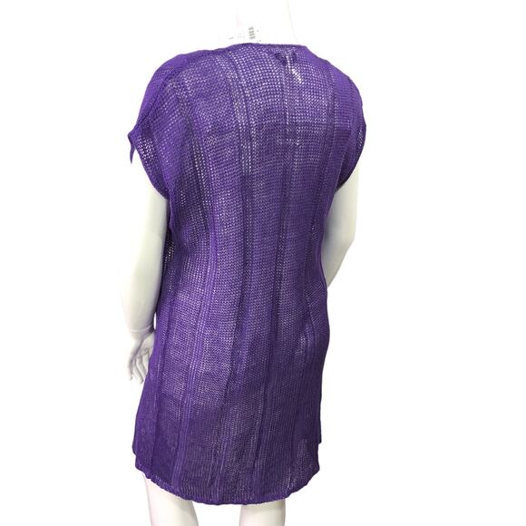 Chicos Black Label Size 1 US 8 Open Weave Cardigan Sweater Pure Purple NEW - Picture 7 of 15